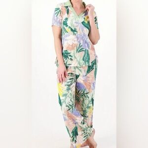 Cuddle, duds, crêpe knit, paradise polo, top, and lounge pants set